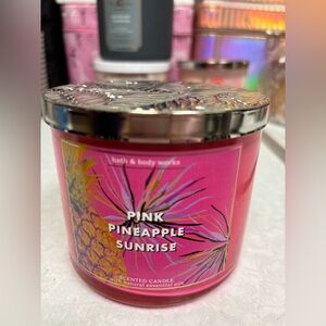 Bath and body works 3 wick candle pink pineapple sunrise